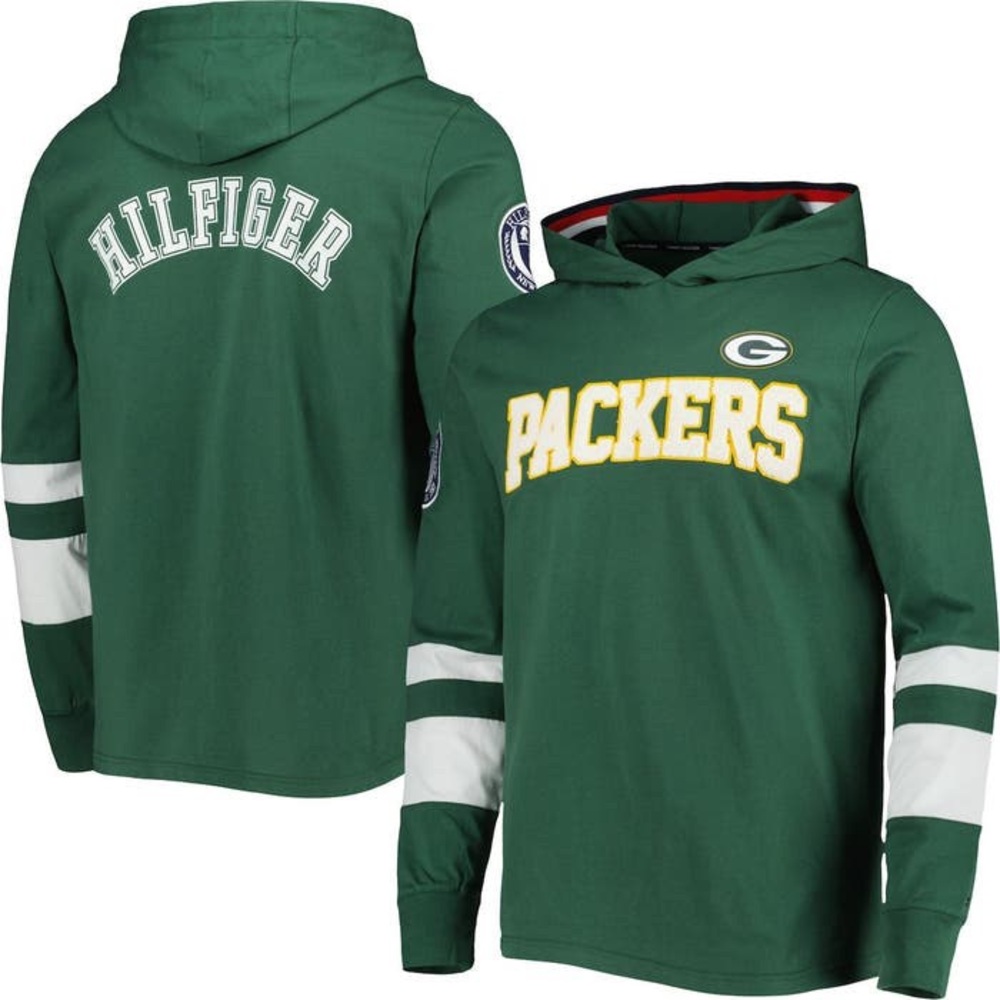 Tommy Hilfiger Men’s Green Bay Packers Alex Long Sleeve Hoodie T-Shirt Sz XL $70